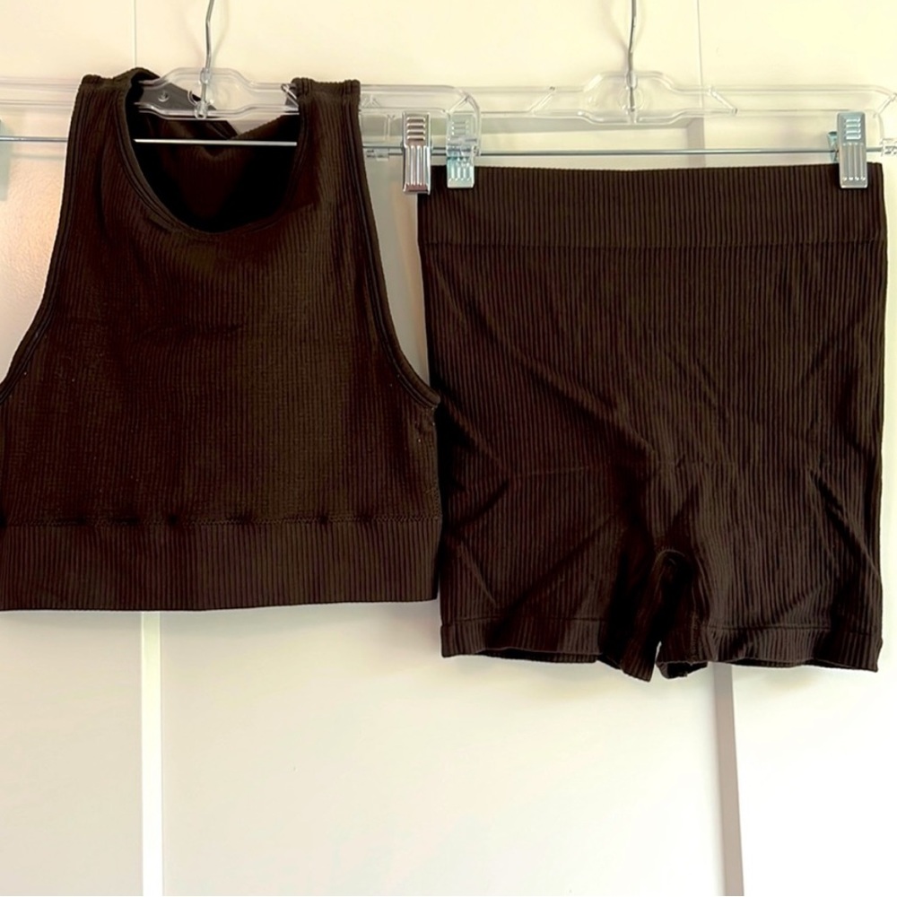 Skims sports bra and boy short set